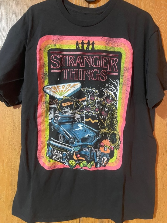Other - Stranger Things Black Graphic Tee with Neon Retro Print